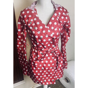 Mossimo Women’s Raincoat Jacket sz S red & white polka dot Minnie Mouse